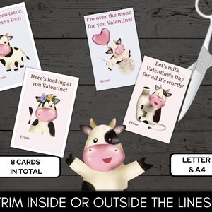 Funny Cute Cow Valentine Cards for Class Exchange Letter & A4 Format - Etsy