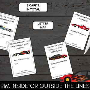 Racing Car Joke Valentine Cards - Classroom Valentines - Valentines Day ...