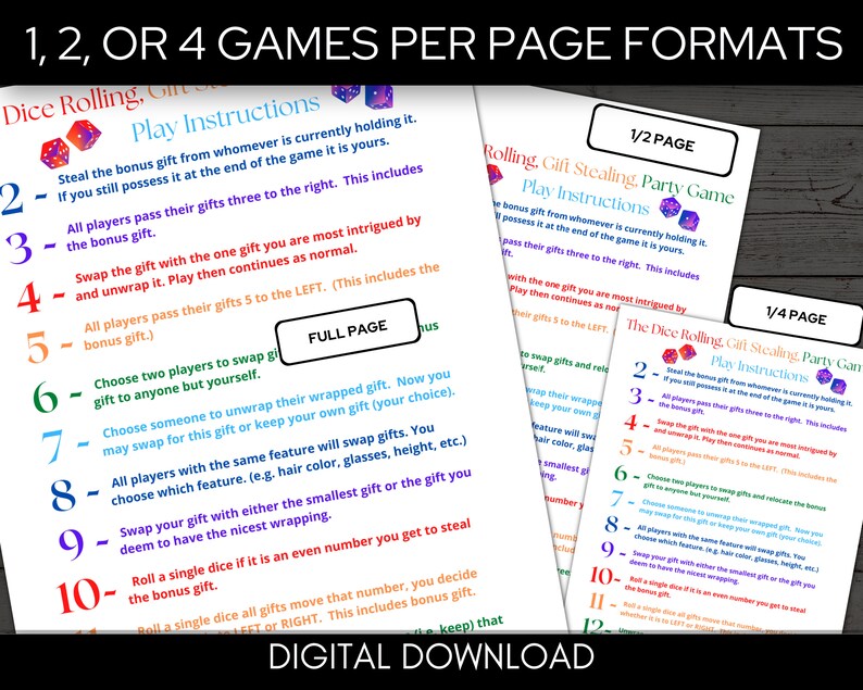 Dice Rolling Gift Stealing Party Game the Yankee Swap Gift Party Game