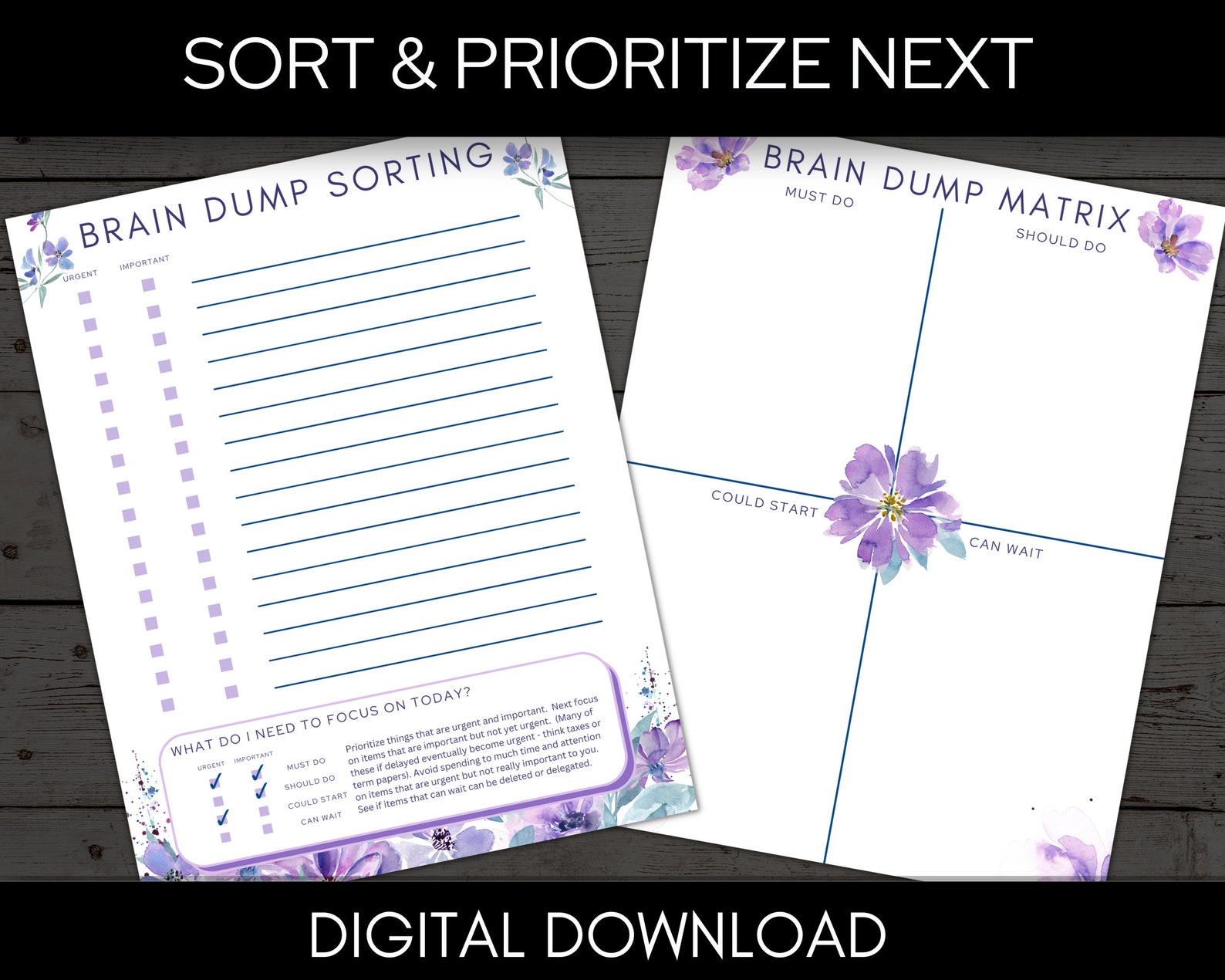 ADHD Brain Dump Printable, To-do List Template, Productivity Planner ...