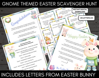 Easter Scavenger Hunt, Easter Gnomes, Treasure Hunt, Easter Egg Hunt, Classroom Games, Easter Activity, Easter Party Game, A4  & US Letter