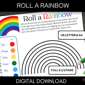 Roll a Rainbow Dice Game, St Patricks Day Game, Classroom Games, St Patricks Day Activity, St Patricks Day Printable, A4 & US Letter