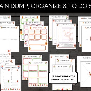 ADHD Holiday Brain Dump Bundle 22 pages, Prioritization & ADHD To-Do List, ADHD Planner, Anti Anxiety, Thought Organizer, Priority Task List