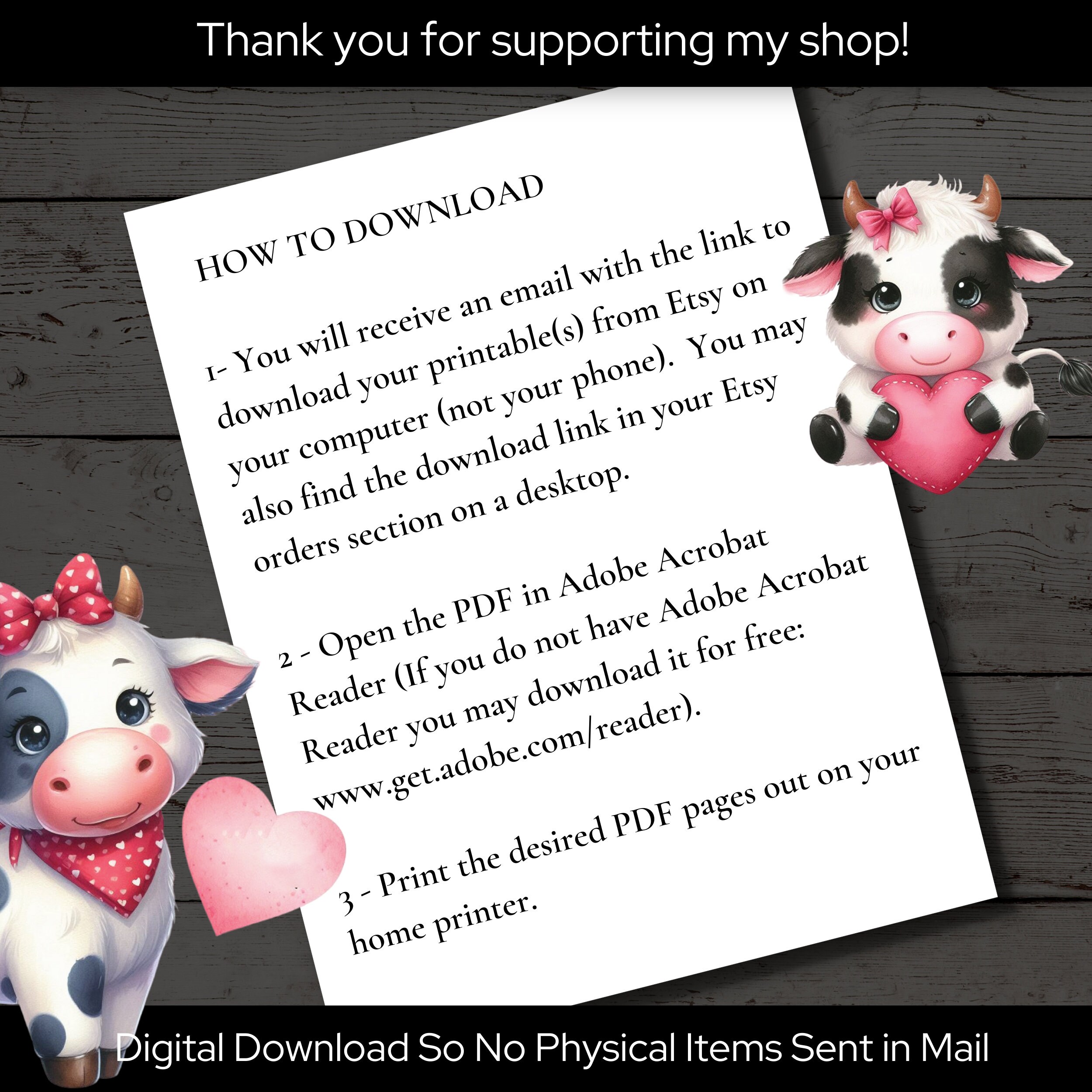 Funny Cow Joke Valentine Cards V2 for Class Exchange Letter & A4 Format ...