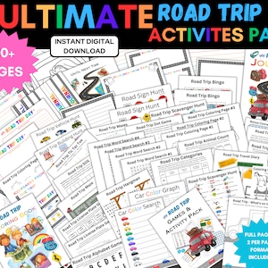 Ultimate Road Activities Pack, Kids Road Trip Games Printable, Family Road Trip Planner, Family Vacation Scavenger Hunt, Road Trip Bingo