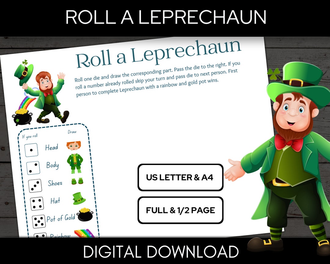 Roll a Leprechaun Dice Game St Patricks Day Game Classroom