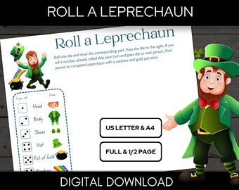 Roll a Leprechaun Dice Game, St Patricks Day Game, Classroom Games, St Patricks Day Activity,  St Patricks Day Printable, A4  & US Letter