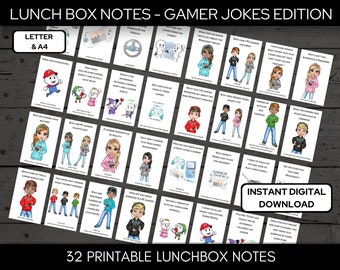 Lunch Box Jokes, Gamer Lunchbox Jokes, Lunch Box Notes,  Kids Jokes