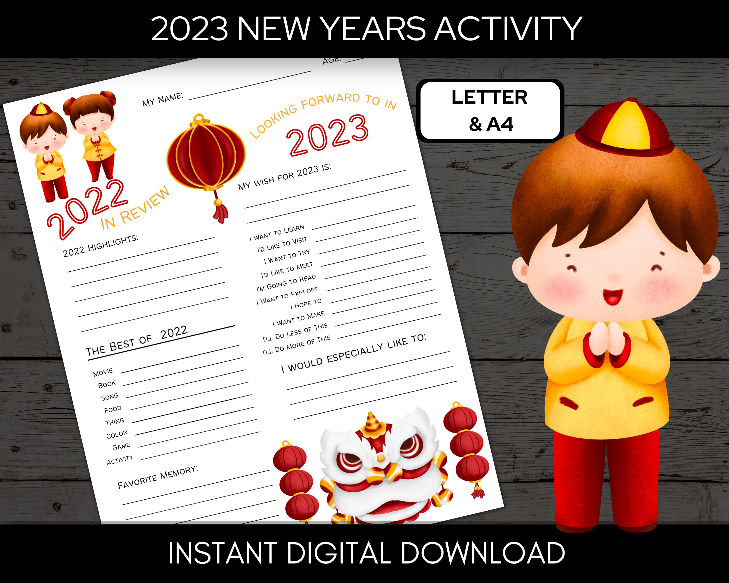 Kids Year in Review Printable New Years Activity 2023 New - Etsy