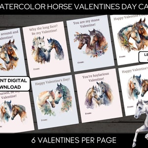 Tarjetas de San Valentín divertidas y lindas con caballos - Carta y A4