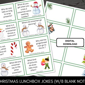 Weihnachten Lunchbox Witze, Urlaub Lunchbox Witze, Herbst Lunchbox Notizen, Kinder Witze, Weihnachten Lunchbox Notizen Blank