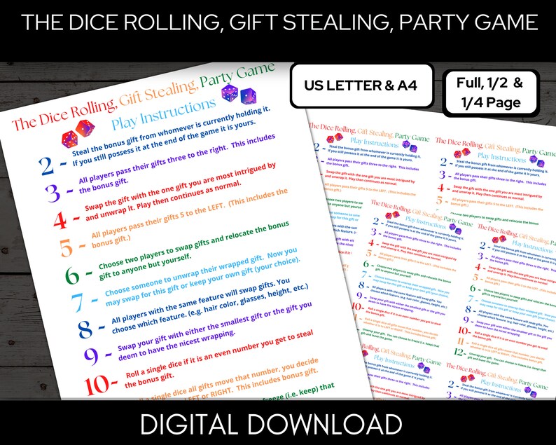 Dice Rolling Gift Stealing Party Game the Yankee Swap Gift Party Game