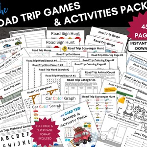 Road Trip Games & Activities, Kids Road Trip Games Printable, Family Road Trip Planner, Family Vacation Scavenger Hunt, Road Trip Bingo