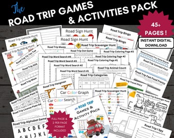 Road Trip Games & Activities, Kids Road Trip Games Printable, Family Road Trip Planner, Family Vacation Scavenger Hunt, Road Trip Bingo