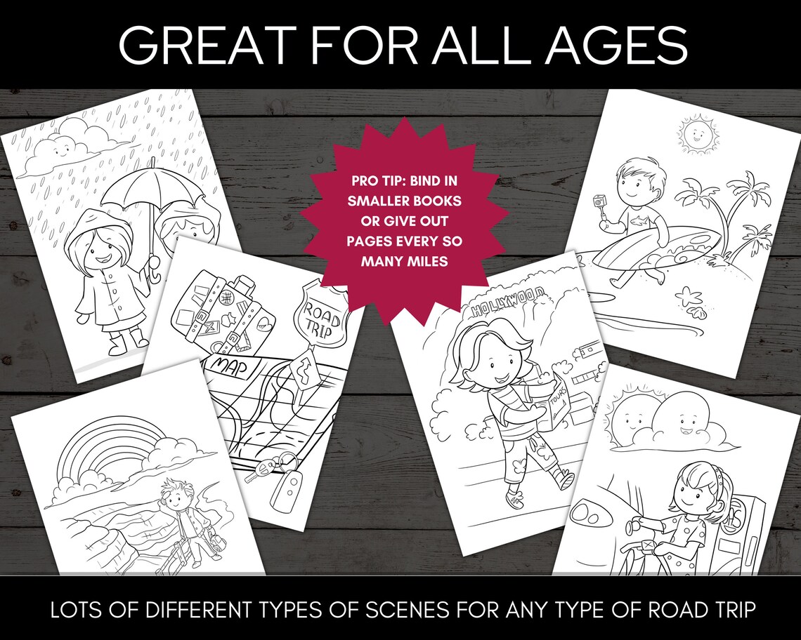 Road Trip Printable Coloring Book, Kids Travel Coloring Pages, Kids ...