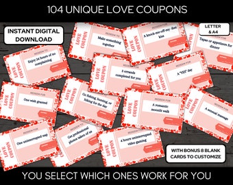Love Coupons | Coupon Book | Last Minute Valentine or Anniversary Gift | Printable Gifts