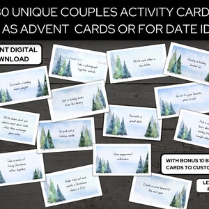 80 Tarjetas de cita nocturna / Calendario de Adviento para parejas para adultos / Carta y A4