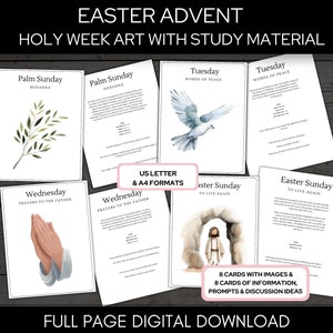 Karwoche Adventskunst, christliche Osterkarwoche Kunst & Studium zum Ausdrucken, Osteradvent, Karwoche Adventskarten, Osterschrift Brief + A4