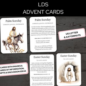Cartões do Advento da Páscoa SUD, Semana Santa para impressão, Advento da Páscoa SUD, Cartões do Advento da Semana Santa, Cartões das Escrituras da Páscoa, A4 e Carta dos EUA