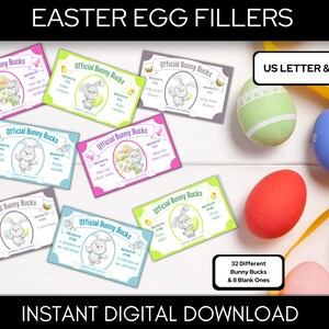 Easter Bunny Bucks Printable Set | Easter Egg Hunt | Digital Download | Easter Decoration | Instant Download | Easter Coupons | Letter & A4