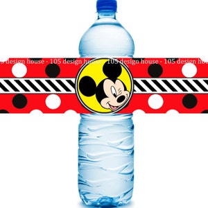 INSTANT DOWNLOAD Mickey Mouse Water Bottle Label Printable - Mickey Mouse birthday party printable, Mickey Mouse Baby Shower