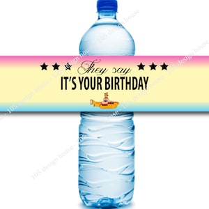 DESCARGA INSTANTÁNEA La etiqueta de la botella de agua de los Beatles imprimible - The Beatles Party - The Beatles Imprimible