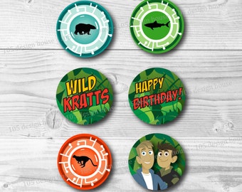Wild Kratts Cupcake Toppers Printable 2" INSTANT DOWNLOAD Cupcake Toppers - Wild Kratts Cupcake Toppers - Wild Kratts Party Printables