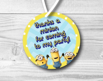 Minions Favor Tag Printable Instant Download - 2.5 inch Favor Tags - Despicable Me Favor Tags - Minions