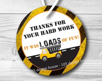 Construction Favor Tag Printable INSTANT DOWNLOAD - Construction Party Favor Tag 2.5 - Construction Birthday Favor Tag - 2.5 Inch Favor Tag