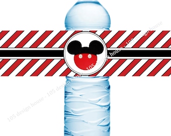 Mickey Mouse Water Bottle Label Printable INSTANT DOWNLOAD - Mickey Mouse birthday party printable, Mickey Mouse Baby Shower - Mickey Mouse