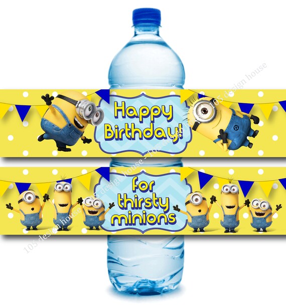 Minion Water Bottle Label Printable INSTANT DOWNLOAD Minion Birthday Minion  Printable Minion Party Minion Label (Download Now) 