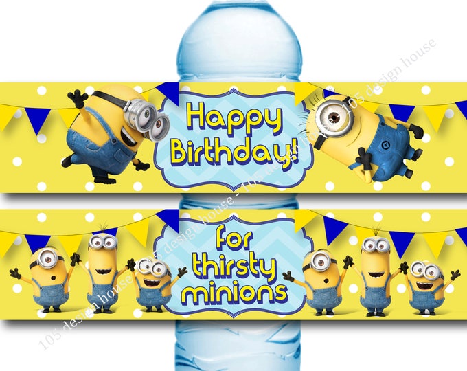 Minion Water Bottle Label Printable INSTANT DOWNLOAD- Minion Birthday ...