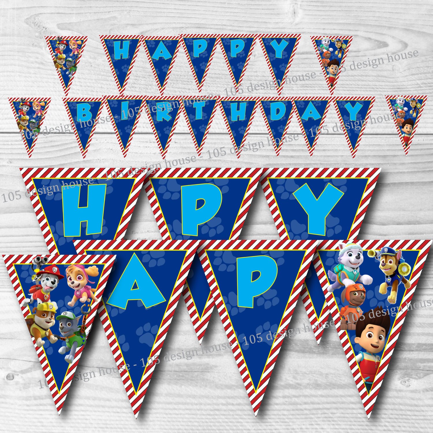 Paw Patrol Happy Birthday Banner Printable INSTANT DOWNLOAD | Etsy