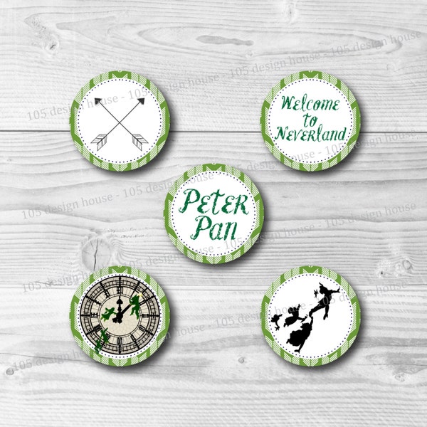 Peter Pan Cupcake Topper Printable 2" Cupcake Toppers - Peter Pan Party Printables - Printable Peter Pan - INSTANT DOWNLOAD - Inside Out