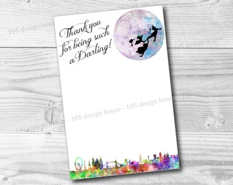 Peter Pan Thank You Card Printable 4x6 INSTANT DOWNLOAD - Peter Pan Party Thank You Card - Neverland Thank You Card