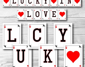 Lucky in Love Banner INSTANT DOWNLOAD- Printable Las Vegas Banner - Casino Banner - Lucky In Love - Las Vegas Shower Banner - Casino Theme