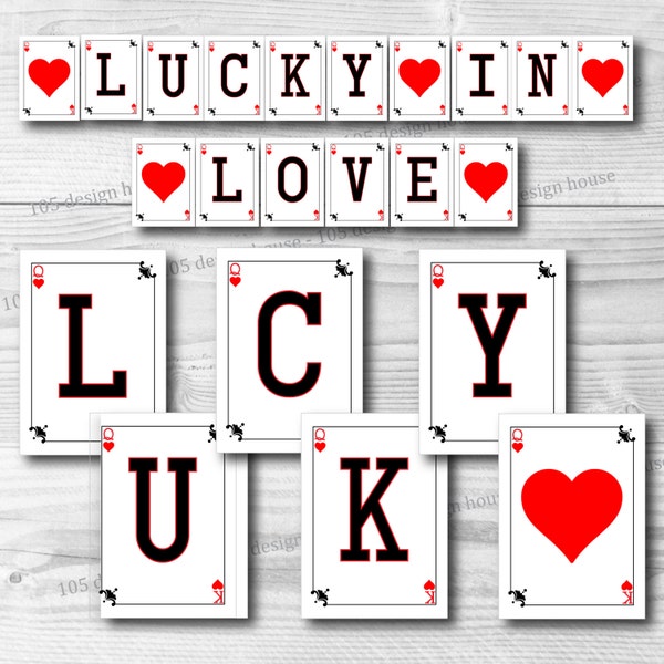 Lucky in Love Banner INSTANT DOWNLOAD- Printable Las Vegas Banner - Casino Banner - Lucky In Love - Las Vegas Shower Banner - Casino Theme