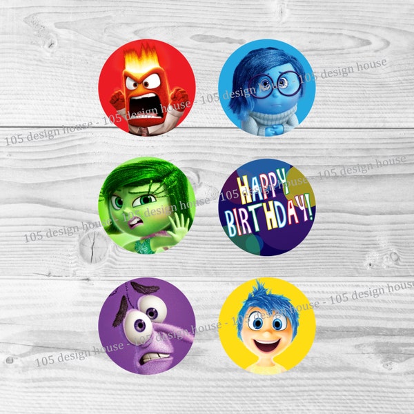 Inside Out Cupcake Topper Printable 2" Cupcake Toppers - Inside Out Party Printables - Printable Inside Out - INSTANT DOWNLOAD - Inside Out
