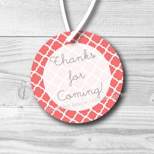 INSTANT DOWNLOAD Coral Favor Tag Druckbare Quatrefoil 3 Zoll Favor Tags