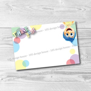 Inside Out Party Dankeskarte Printable 4x6 INSTANT DOWNLOAD - Druckbare Inside Out Dankeskarte - Inside Out Party druckbar