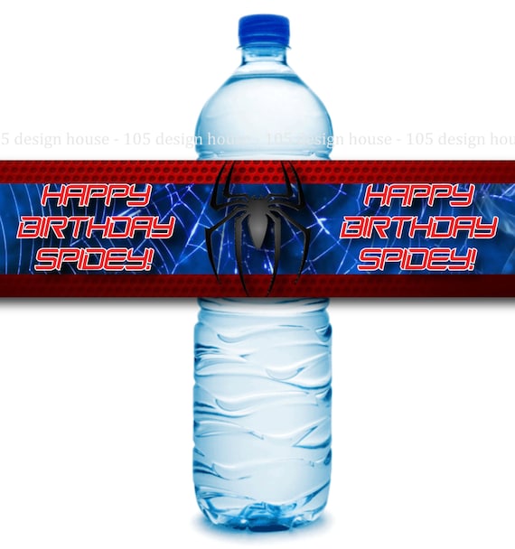 Printable spiderman water bottle labels