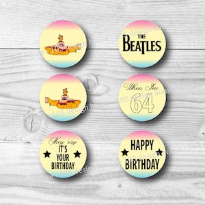 The Beatles Cupcake Toppers Printable 2&quot; Cupcake Toppers - The Beatles Cupcake Toppers - The Beatles Party Printables INSTANT DOWNLOAD