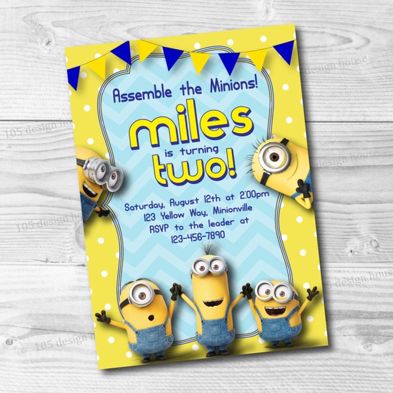Minions Invitation Printable Minions Birthday Invite Etsy