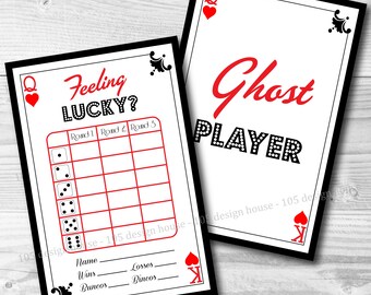 Las Vegas Bunco Printable INSTANT DOWNLOAD - Casino Bunco - Casino - Las Vegas Bunco Party - Bunco Party Printable -