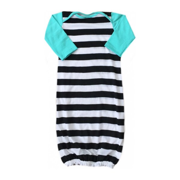 Baby gown, black white stripes, baby gown set, baby beanie, baby going home outfit, shower gift, baby girl, baby boy