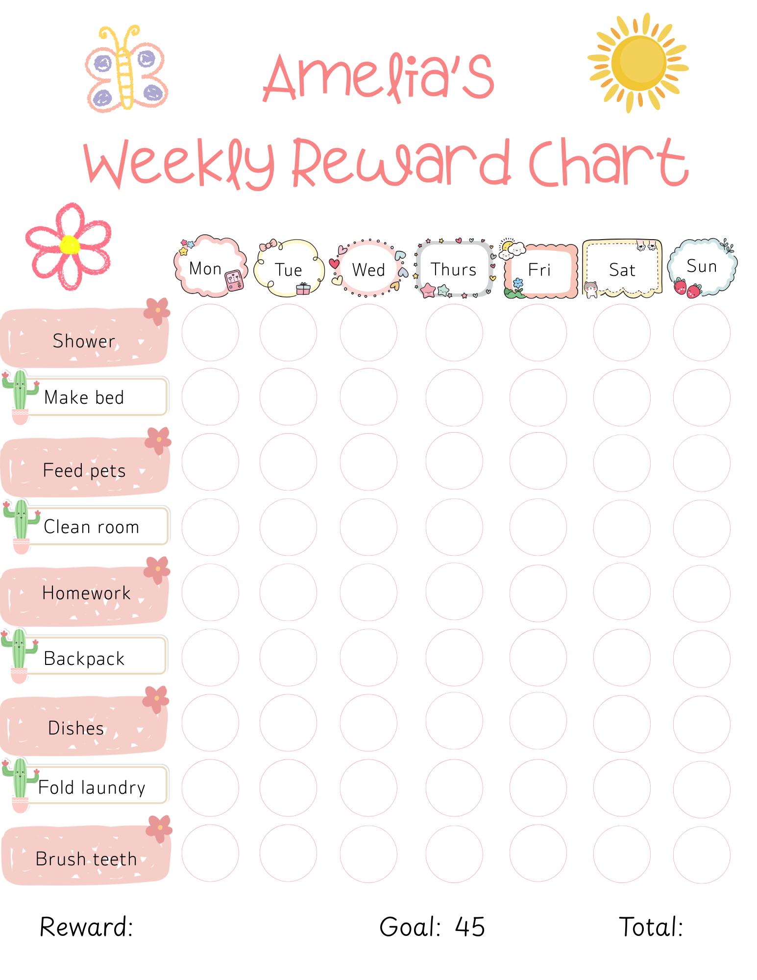 Daily Routine and Reward Charts for Kids, Boys and Girls Chore Charts ...