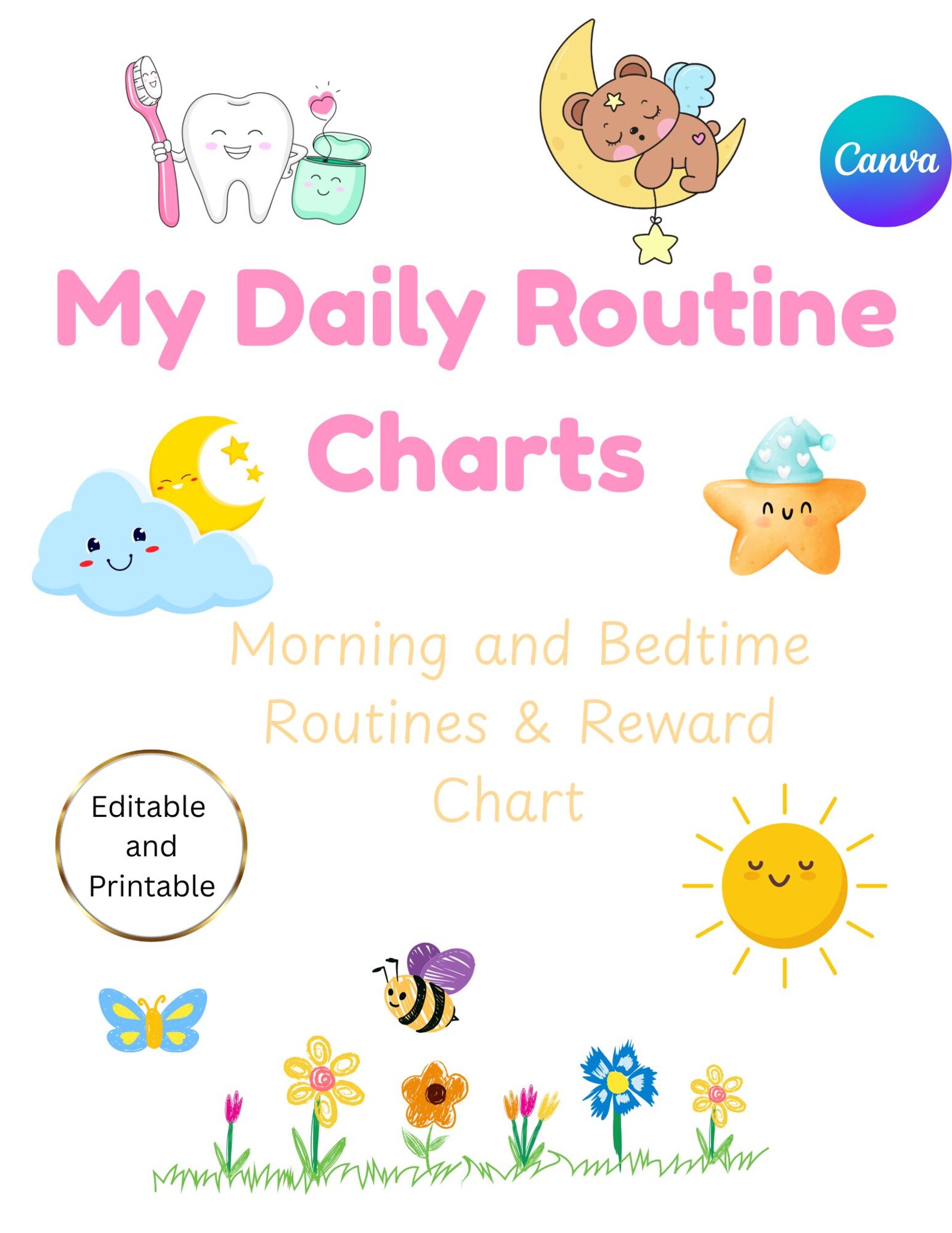 Daily Routine and Reward Charts for Kids, Boys and Girls Chore Charts ...