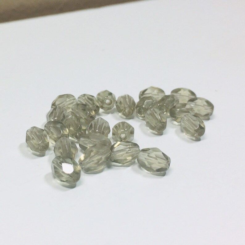 Fire Polished Bead Supply Jewelry Making, Gray Ovals Czech Glass 35 Grey Fire Polished Czech Oval Bead 7x5mm Grey