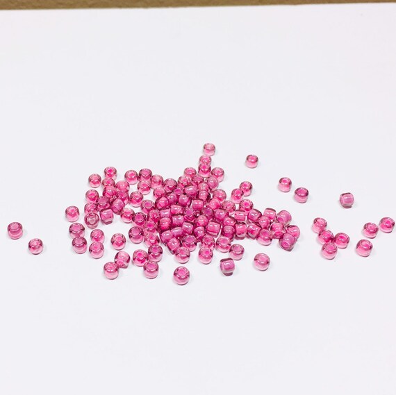 20 Grams Japanese Miyuki 15//0 Seed Beads-Crystal Hot Pink Lined AB-1.5mm 15-355