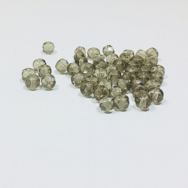 Jewelry Making Czech Grey Beads 50 Transparent Grey Czech Faceted Rondelle Faceted 3x5mm Rondelles